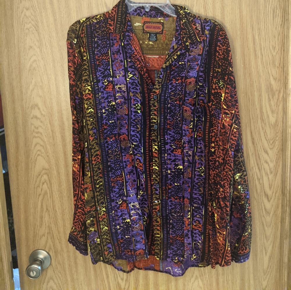 African inspired print button up shirt